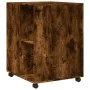 Side table with wheels made of smoked oak wood, 55x60x78cm. by , Filing cabinets - Ref: Foro24-853159, Price: 75,06 €, Discou...
