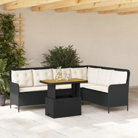 Gartensofagarnitur 2-teilig mit schwarzen Polstern aus synthetischem Rattan von , Gartensets - Ref: Foro24-3262087, Preis: 44...