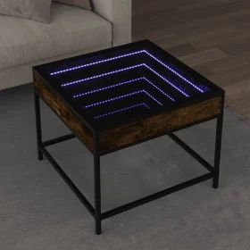 Coffee table with Infinity LED smoked oak 50x50x41 cm by , Coffee table - Ref: Foro24-847679, Price: 66,99 €, Discount: %