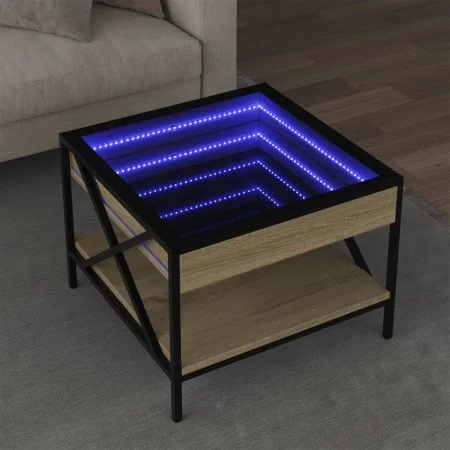 Coffee table with Infinity LED Sonoma oak 50x50x38 cm by , Coffee table - Ref: Foro24-847698, Price: 76,33 €, Discount: %