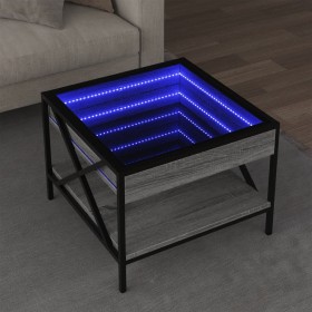 Coffee table with Infinity LED Sonoma gray 50x50x38 cm by , Coffee table - Ref: Foro24-847700, Price: 76,35 €, Discount: %