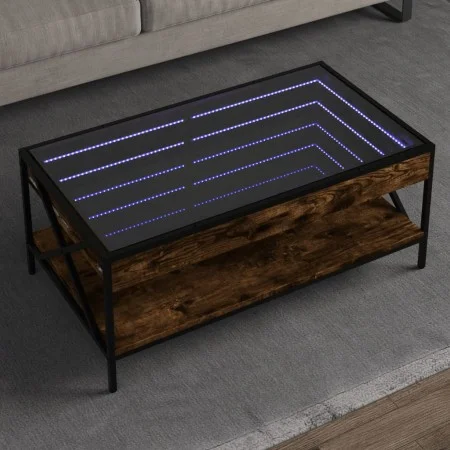 Coffee table with Infinity LED smoked oak 90x50x38 cm by , Coffee table - Ref: Foro24-847709, Price: 97,01 €, Discount: %