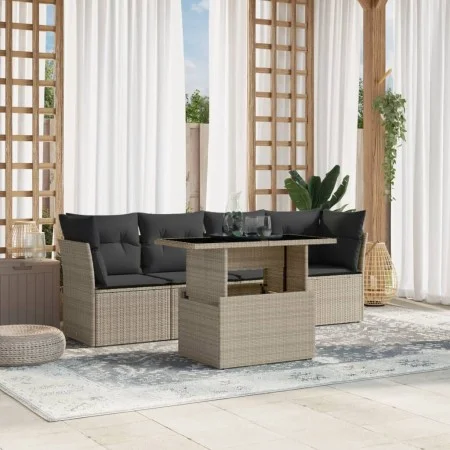 Garden sofa set and cushions 5 pieces light gray synthetic rattan by , Garden sets - Ref: Foro24-3266352, Price: 388,70 €, Di...
