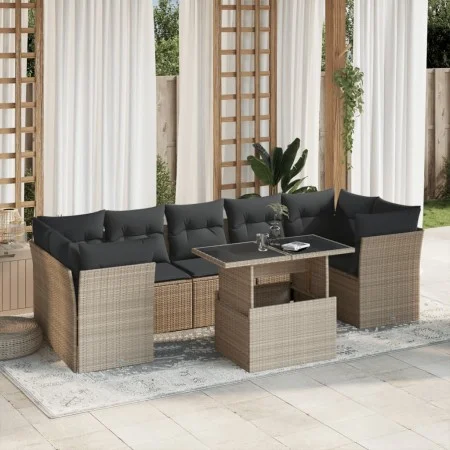 Gartensofagarnitur 8-teilig mit grauen Polstern aus synthetischem Rattan von , Gartensets - Ref: Foro24-3266402, Preis: 629,7...
