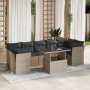 Garden sofa set 8 pieces and gray synthetic rattan cushions by , Garden sets - Ref: Foro24-3266402, Price: 628,55 €, Discount: %