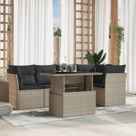 Garden sofa set 6 pieces and gray synthetic rattan cushions by , Garden sets - Ref: Foro24-3266572, Price: 458,87 €, Discount: %