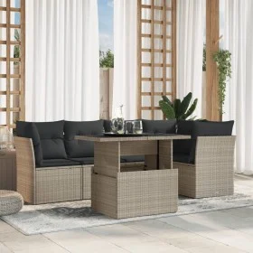 Garden sofa set 6 pieces and gray synthetic rattan cushions by , Garden sets - Ref: Foro24-3266572, Price: 477,84 €, Discount: %