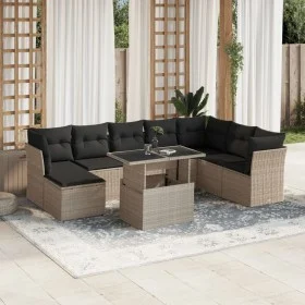 Garden furniture set 9 pieces and light gray synthetic rattan cushions by , Garden sets - Ref: Foro24-3266792, Price: 659,23 ...