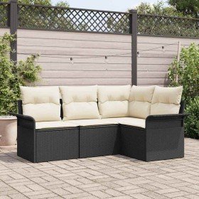 Conjunto de sofá de jardín 4 pcs Negro ratán sintético en Conjuntos de jardín | Comprar online en Foro24