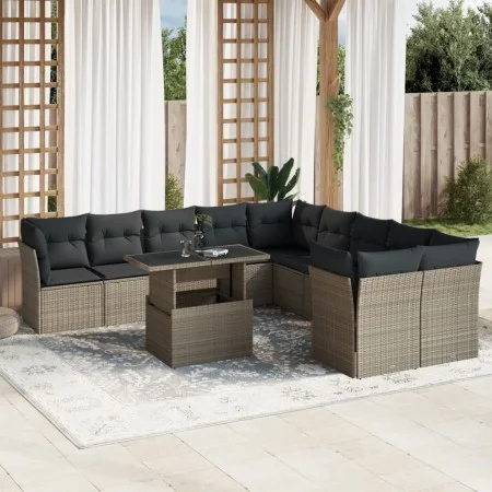 Set de sofás de jardín 11 pzas y cojines ratán sintético gris de , Conjuntos de jardín - Ref: Foro24-3266882, Precio: 856,05 ...