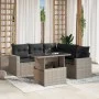 Garden sofa set 6 pieces and gray synthetic rattan cushions by , Garden sets - Ref: Foro24-3267272, Price: 470,35 €, Discount: %