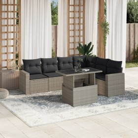 7-piece garden sofa set with light gray PE rattan cushions by , Garden sets - Ref: Foro24-3267302, Price: 536,26 €, Discount: %