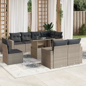 Garden furniture set 9 pieces and light gray synthetic rattan cushions by , Garden sets - Ref: Foro24-3267412, Price: 692,85 ...