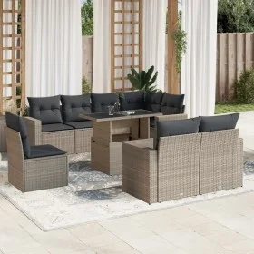 Set muebles jardín 9 pzas y cojines ratán sintético gris claro de , Conjuntos de jardín - Ref: Foro24-3267412, Precio: 680,42...