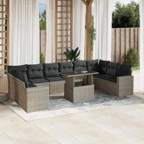 Garden sofa set 11 pieces and gray synthetic rattan cushions by , Garden sets - Ref: Foro24-3267522, Price: 848,21 €, Discoun...