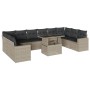 Garden sofa set 11 pieces and gray synthetic rattan cushions by , Garden sets - Ref: Foro24-3267522, Price: 831,74 €, Discoun...