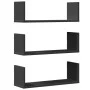 Set of 3 wall shelves made of black engineered wood, 58x18x18 cm. by , Shelves and shelves - Ref: Foro24-853282, Price: 29,00...