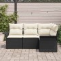 Conjunto de sofá de jardín con cojín 4 pcs Negro Poliratán