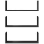 Set of 3 wall shelves made of black engineered wood, 58x18x18 cm. by , Shelves and shelves - Ref: Foro24-853282, Price: 27,95...