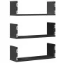 Set of 3 wall shelves made of black engineered wood, 58x18x18 cm. by , Shelves and shelves - Ref: Foro24-853282, Price: 29,00...