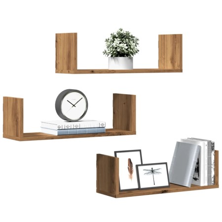 Wall shelves 3 units engineered wood artisian 58x18x18 cm by , Shelves and shelves - Ref: Foro24-853289, Price: 28,19 €, Disc...