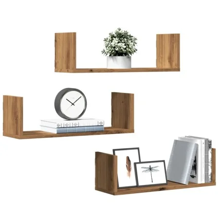 Wall shelves 3 units engineered wood artisian 58x18x18 cm by , Shelves and shelves - Ref: Foro24-853289, Price: 29,65 €, Disc...