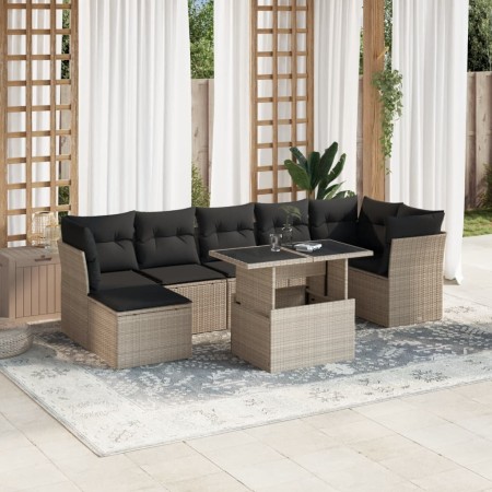 Gartensofagarnitur 8-teilig mit grauen Polstern aus synthetischem Rattan von , Gartensets - Ref: Foro24-3266752, Preis: 591,3...