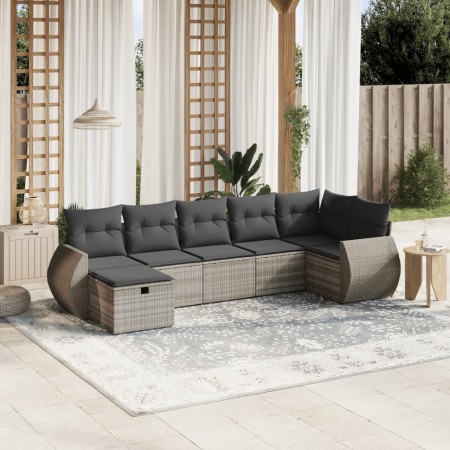 7-piece garden sofa set with light gray PE rattan cushions by , Garden sets - Ref: Foro24-3264128, Price: 506,78 €, Discount: %