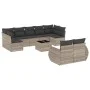 Set of 10-piece garden sofas with light gray synthetic rattan cushions by , Modular outdoor sofas - Ref: Foro24-3221831, Pric...