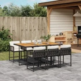 Set de comedor de jardín 7 pzas y cojines ratán sintético negro by , Garden sets - Ref: Foro24-3211455, Price: 469,47 €, Disc...