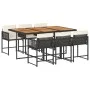 Set de comedor de jardín 7 pzas y cojines ratán sintético negro de , Conjuntos de jardín - Ref: Foro24-3211455, Precio: 469,4...