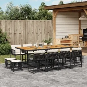 Set comedor de jardín con cojines 13 pzas ratán sintético negro by , Garden sets - Ref: Foro24-3211527, Price: 771,76 €, Disc...
