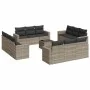 Gartensofagarnitur mit 13-teiligen Kissen aus grauem Kunststoff-Rattan. von , Modulare Sofas für den Außenbereich - Ref: Foro...