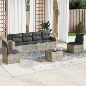 7-piece garden sofa set with light gray PE rattan cushions by , Modular outdoor sofas - Ref: Foro24-3251159, Price: 470,44 €,...