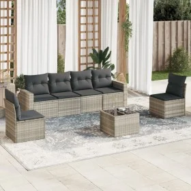 7-piece garden sofa set with light gray PE rattan cushions by , Modular outdoor sofas - Ref: Foro24-3251159, Price: 462,98 €,...