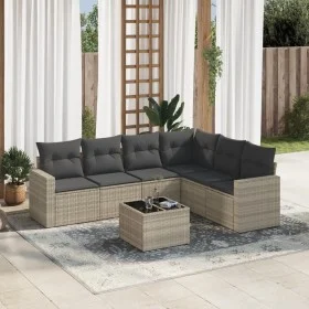 Set de sofás de jardín 7 pzas con cojines ratán PE gris claro by , Garden sets - Ref: Foro24-3219012, Price: 472,83 €, Discou...