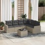 Set de sofás de jardín 7 pzas con cojines ratán PE gris claro by , Garden sets - Ref: Foro24-3219012, Price: 481,20 €, Discou...