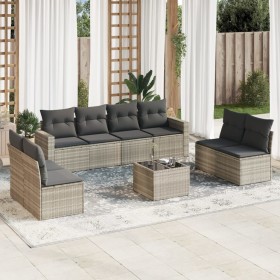 Set muebles jardín 9 pzas y cojines ratán sintético gris claro by , Modular outdoor sofas - Ref: Foro24-3251199, Price: 603,8...