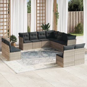 Set de sofás de jardín 11 pzas y cojines ratán sintético gris by , Garden sets - Ref: Foro24-3217822, Price: 722,75 €, Discou...