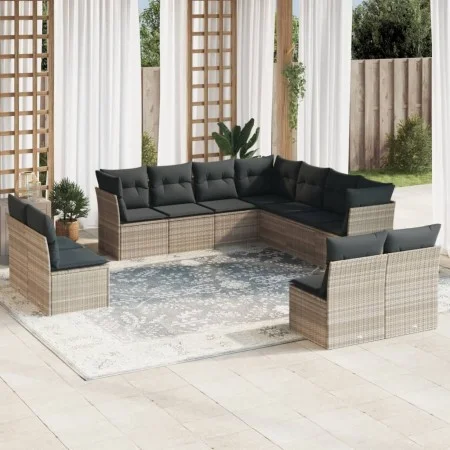 Set de sofás de jardín 11 pzas y cojines ratán sintético gris by , Garden sets - Ref: Foro24-3217822, Price: 737,77 €, Discou...