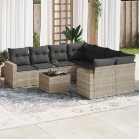 Gartenmöbel-Set 9-teilig mit Kissen aus hellem grauem Kunst-Rattan. von , Gartensets - Ref: Foro24-3218752, Preis: 615,29 €, ...