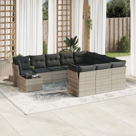 Set de sofás de jardín 11 pzas y cojines ratán sintético gris by , Garden sets - Ref: Foro24-3218262, Price: 743,29 €, Discou...