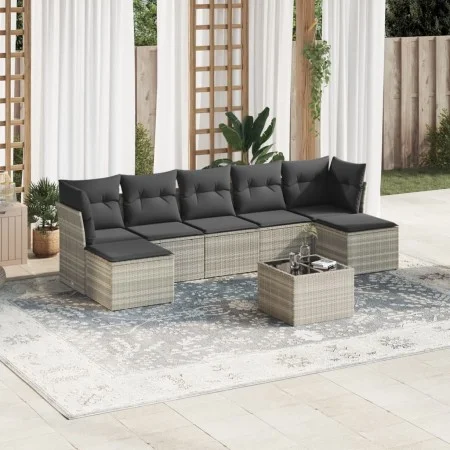 Set de sofás de jardín 8 pzas y cojines ratán sintético gris by , Garden sets - Ref: Foro24-3218042, Price: 506,61 €, Discoun...