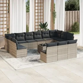Set sofás jardín 14 pzas con cojines ratán sintético gris claro by , Garden sets - Ref: Foro24-3218402, Price: 944,78 €, Disc...