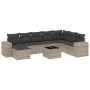 Set muebles jardín 9 pzas y cojines ratán sintético gris claro de , Conjuntos de jardín - Ref: Foro24-3255309, Precio: 623,89...