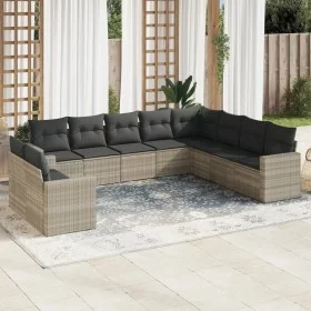 Set sofás jardín 10 pzas con cojines ratán sintético gris claro by , Garden sets - Ref: Foro24-3219162, Price: 693,03 €, Disc...