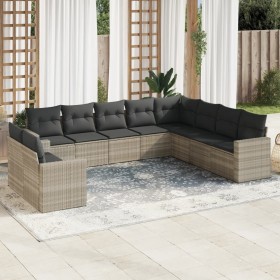 Set sofás jardín 10 pzas con cojines ratán sintético gris claro by , Garden sets - Ref: Foro24-3219162, Price: 679,04 €, Disc...