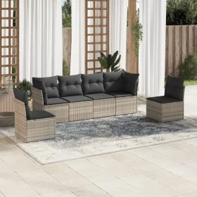 Gartensofagarnitur 6-teilig mit grauen Polstern aus synthetischem Rattan von , Gartensets - Ref: Foro24-3217372, Preis: 409,7...