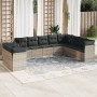 Gartensofa-Set, 10-teilig, mit Kissen, aus hellem grauen Kunststoff-Rattan. von , Gartensets - Ref: Foro24-3217862, Preis: 70...