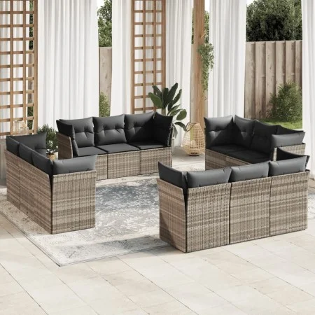 Set de sofás de jardín 12 pzas y cojines ratán sintético gris von , Gartensets - Ref: Foro24-3217332, Preis: 946,90 €, Rabatt: %